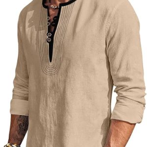 Mens Linen Shirts Henley